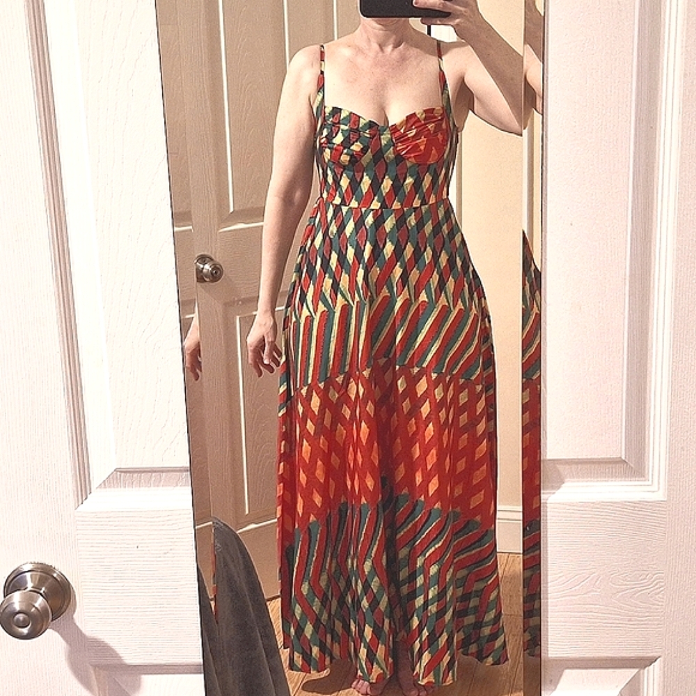 LikeMyChoice® | Elegant Personalized Painted Print A-Line Maxi Dress